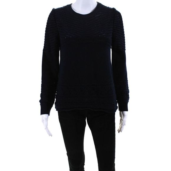 Ba&Sh Sweaters - Ba&Sh Women's Cotton Long Sleeve Crewneck Pullover Sweater Navy Size 6